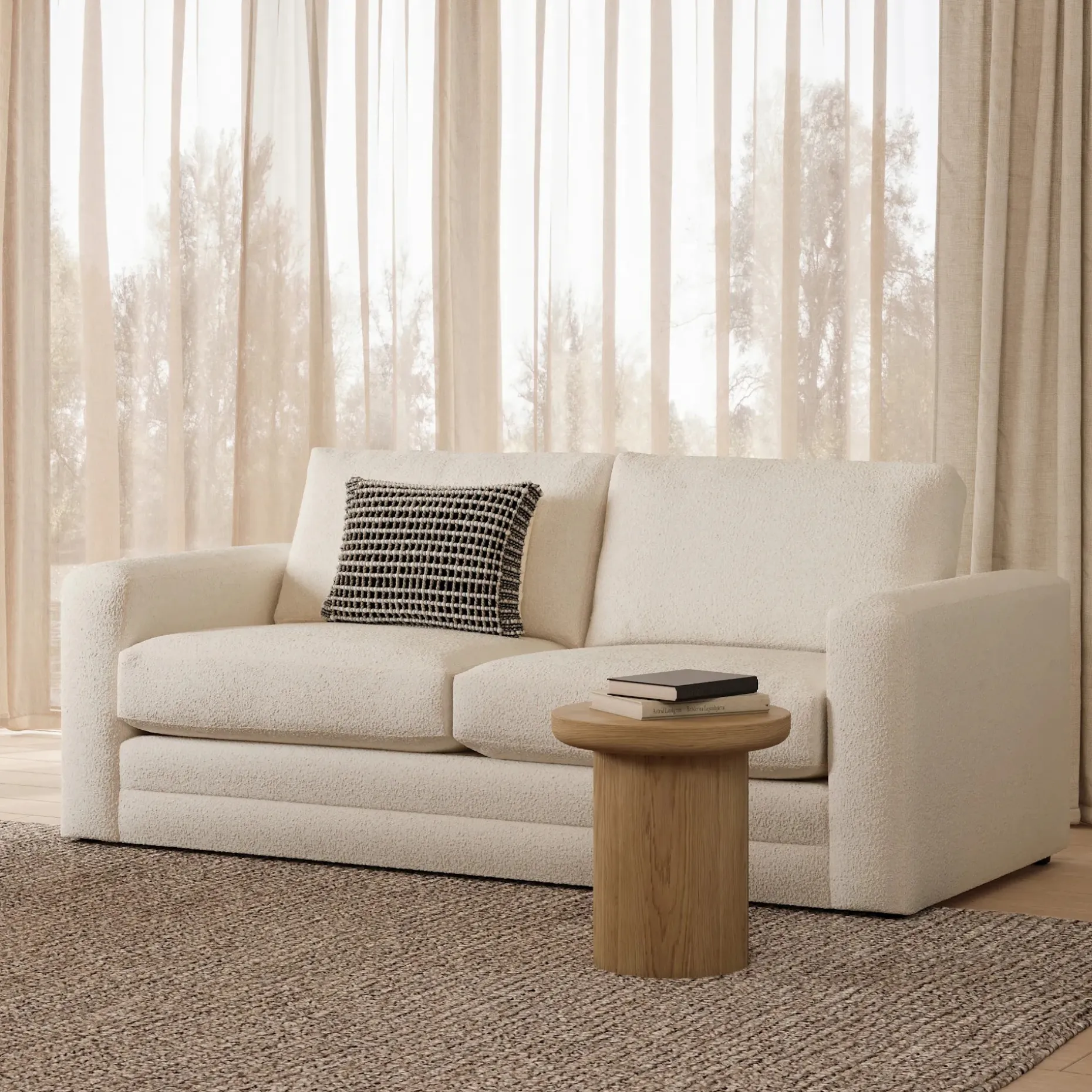 Riley 84" Sofa Bed - Ivory Wool Bouclé