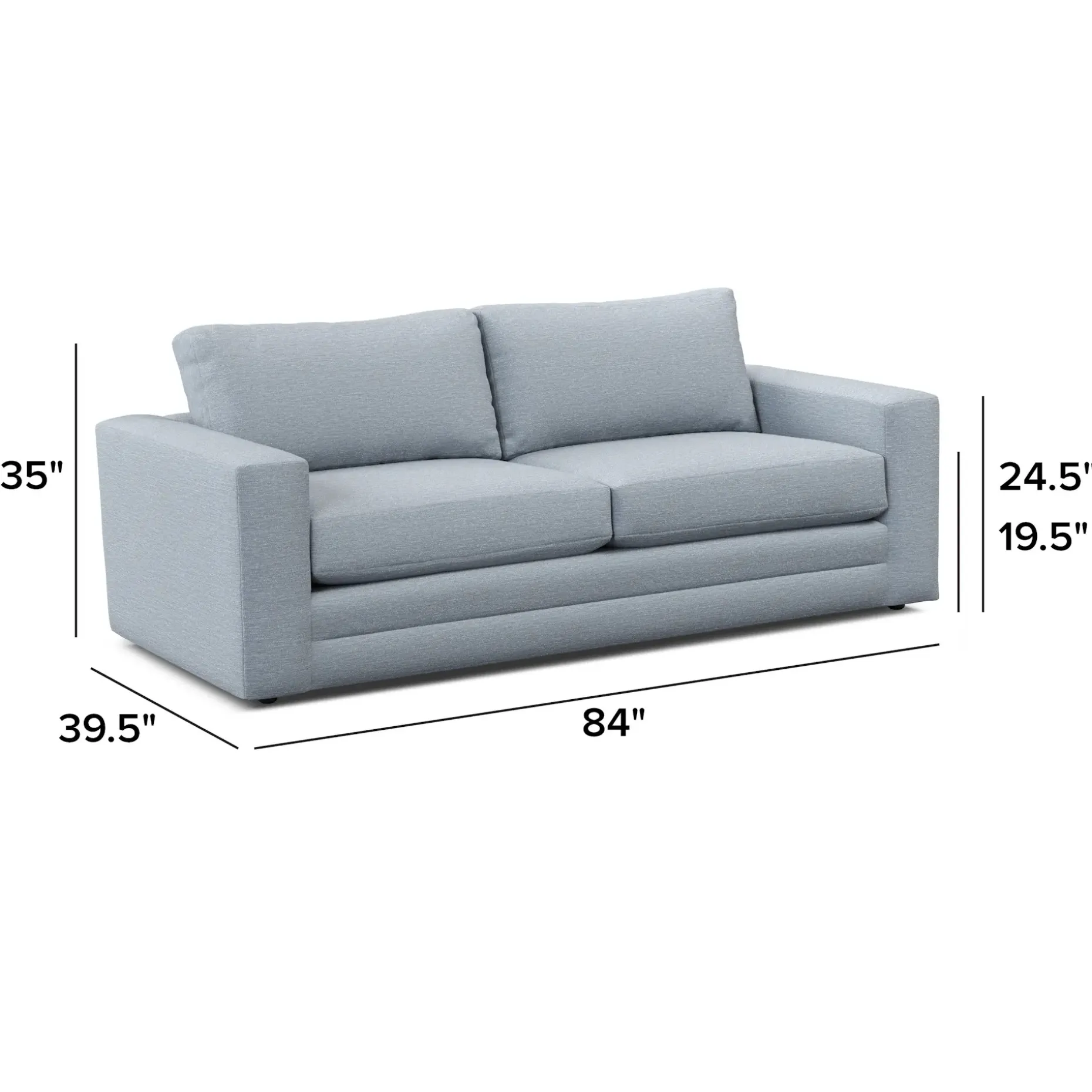 Riley 84" Sofa - Silver Light Blue