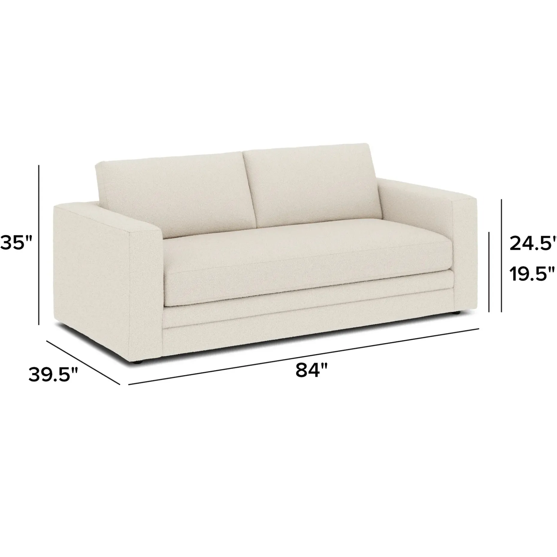 Riley 84" Storage Sofa - Ivory Wool Bouclé
