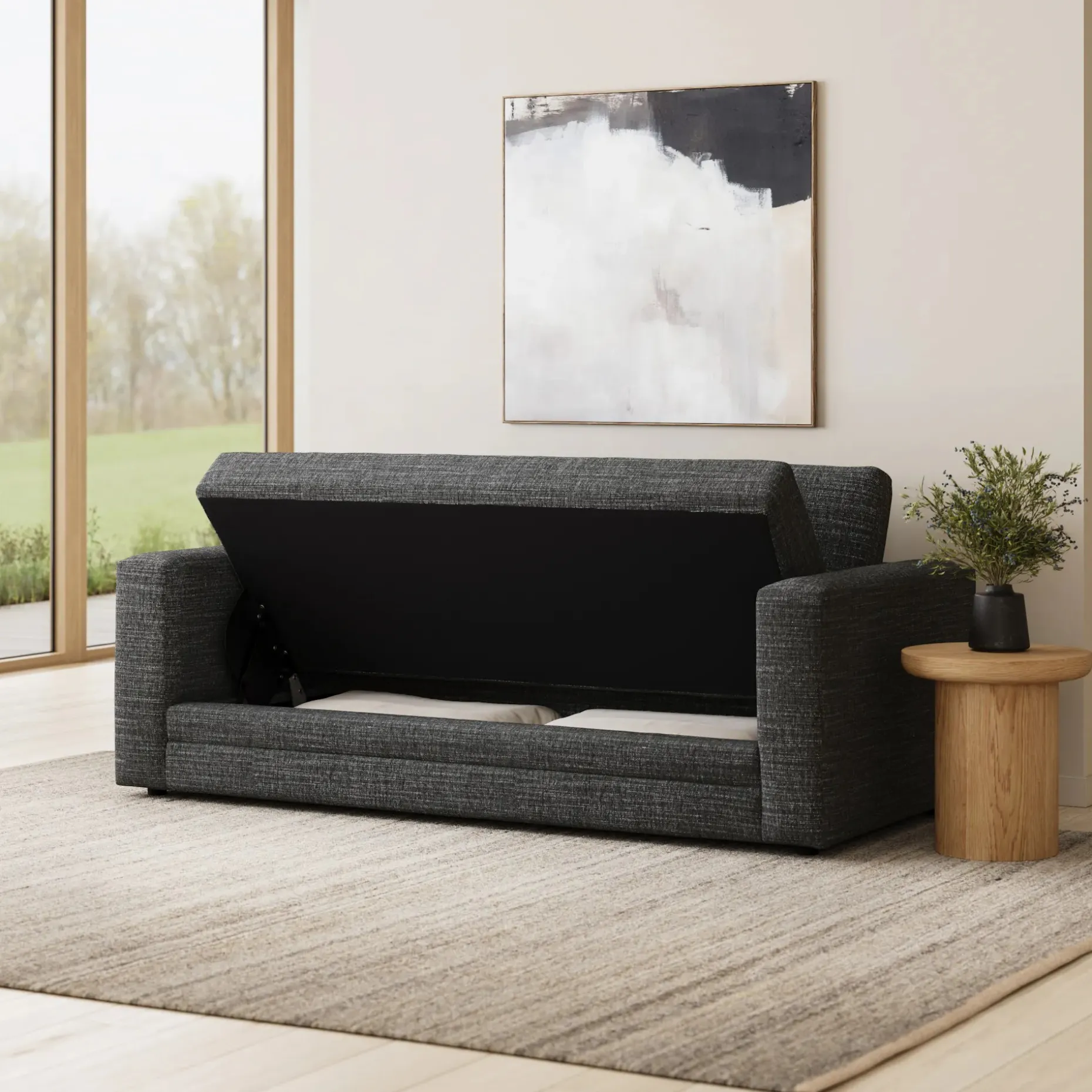Riley 84" Storage Sofa - Napa Charcoal