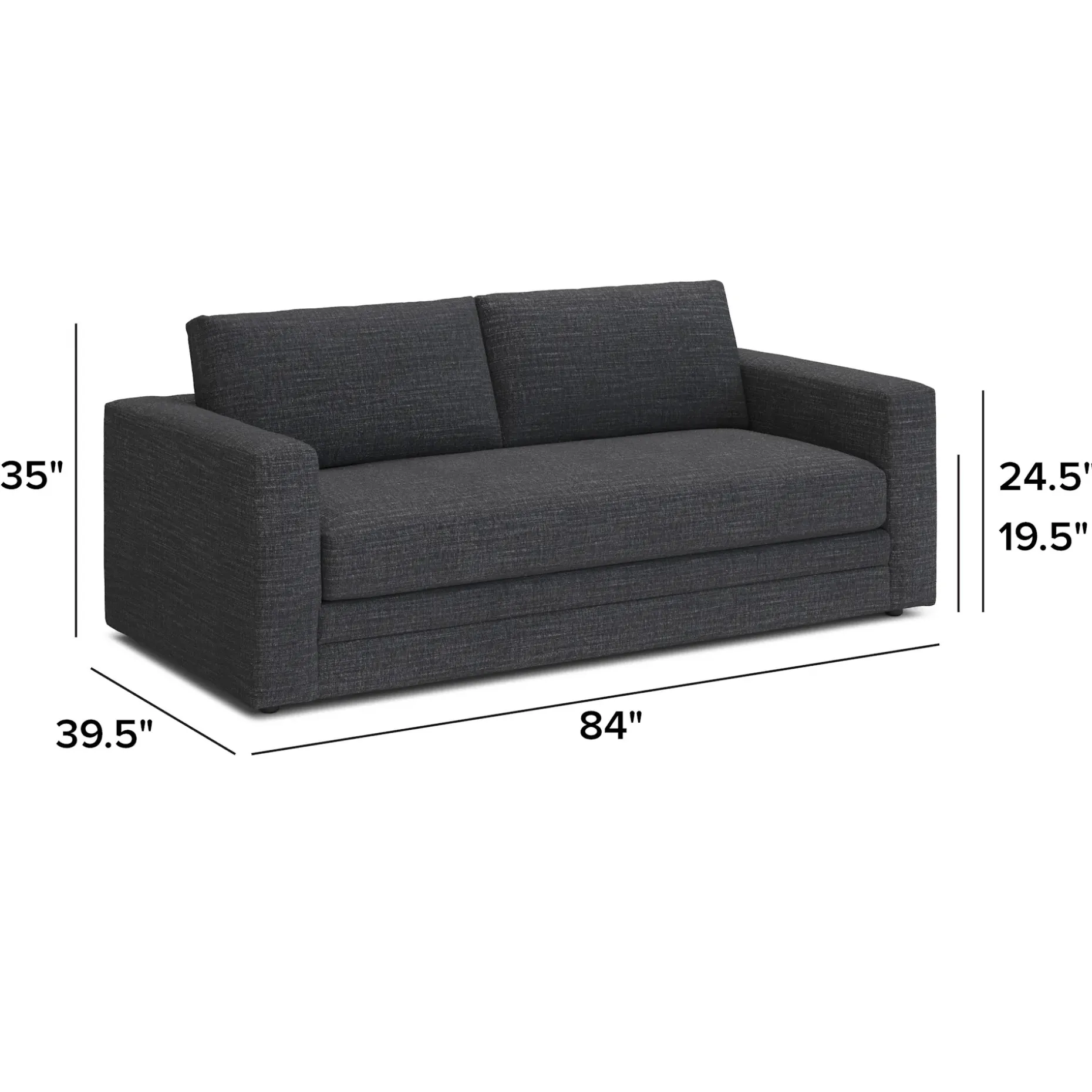 Riley 84" Storage Sofa - Napa Charcoal