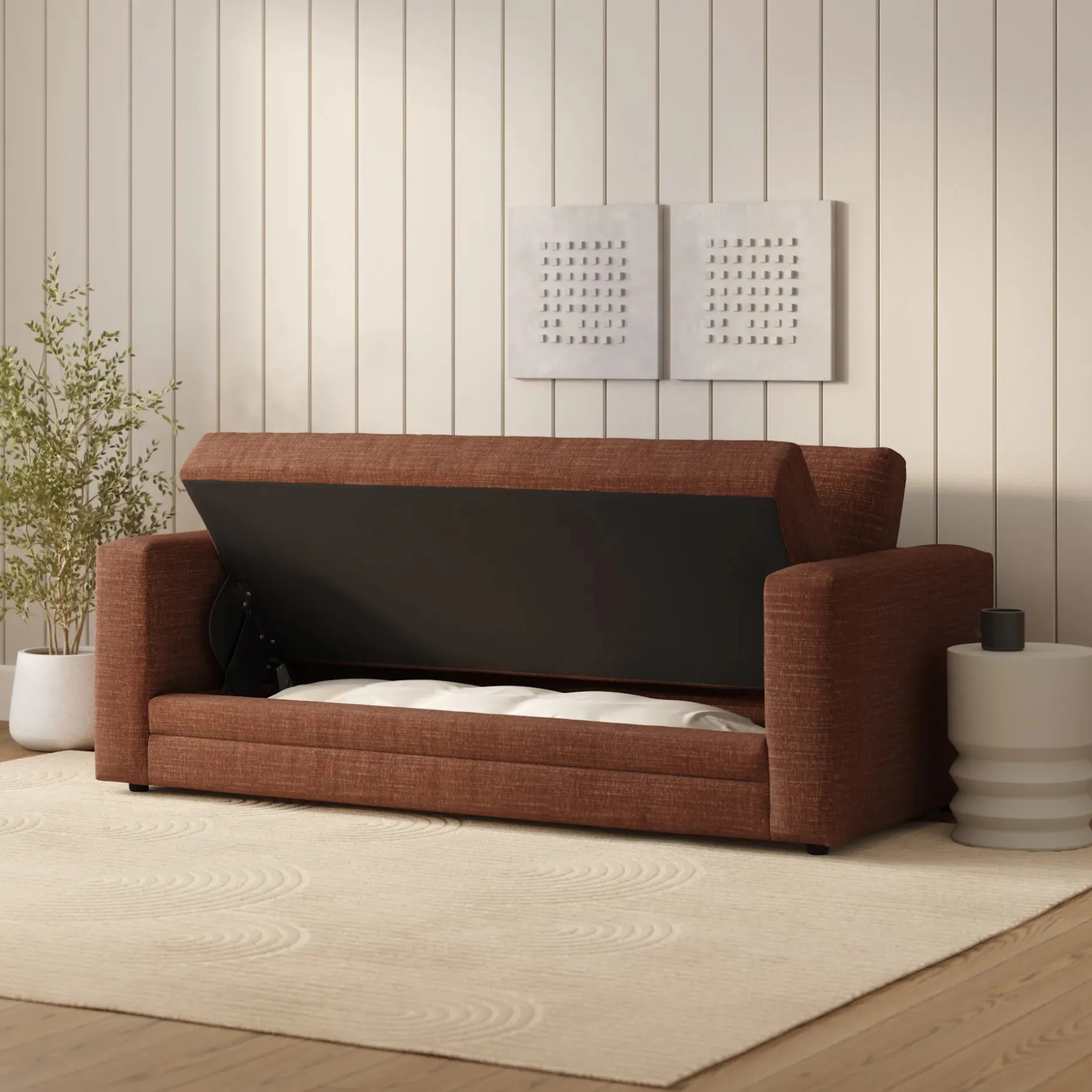 Riley 84" Storage Sofa - Napa Rust