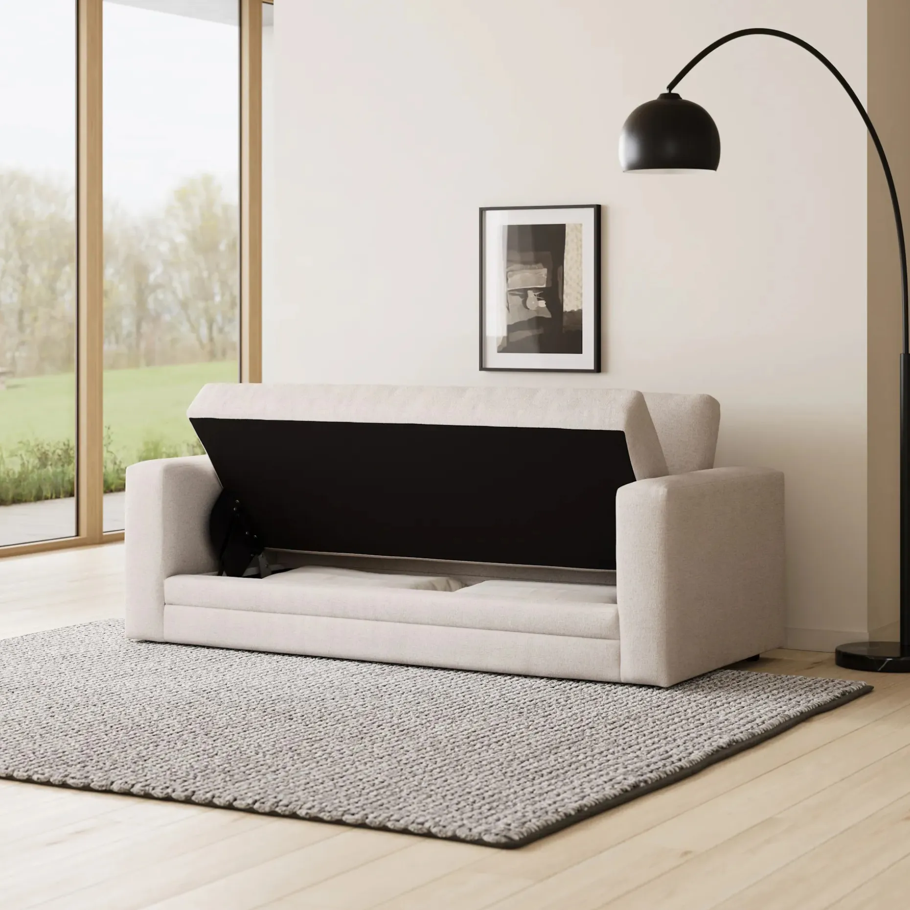 Riley 84" Storage Sofa - Napa White