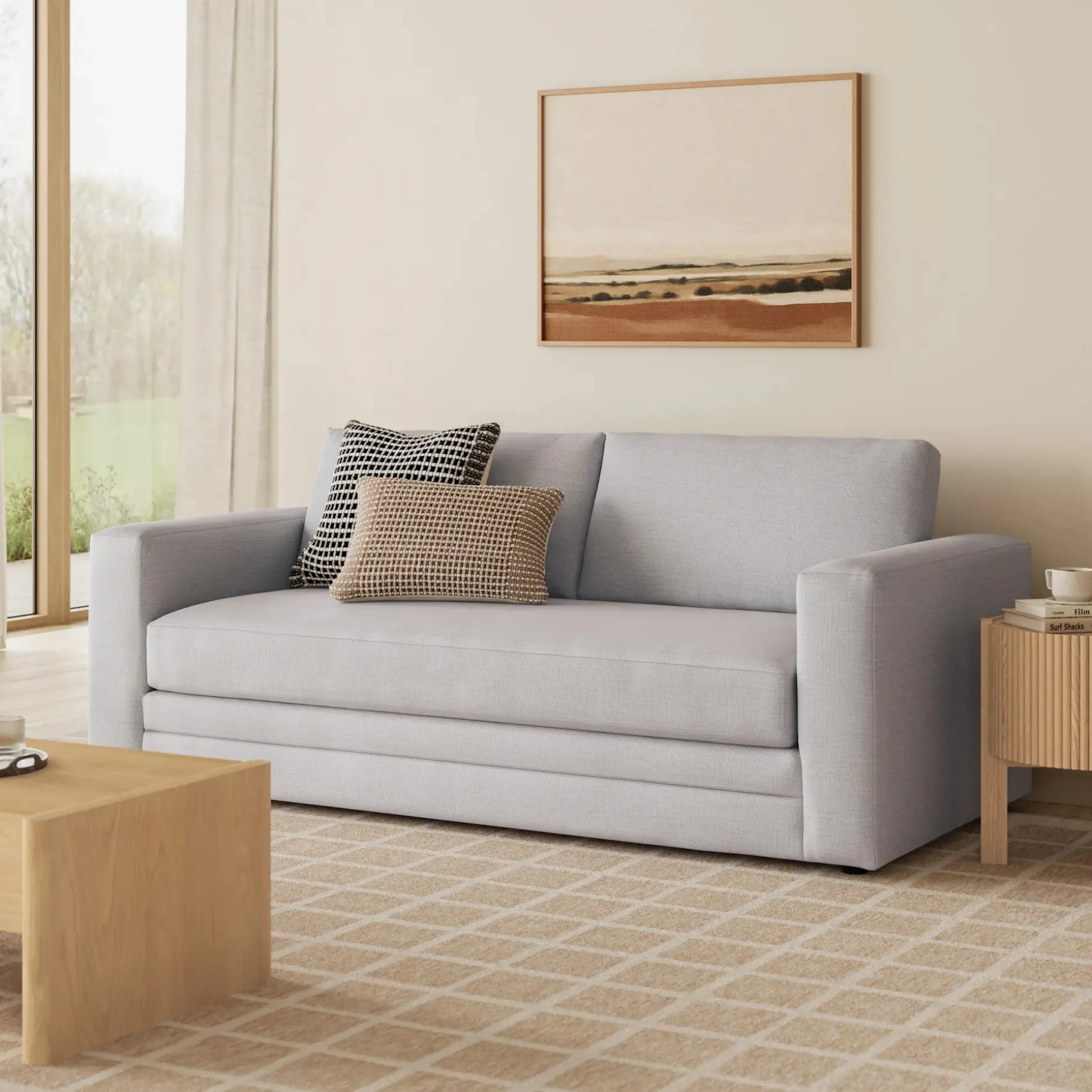 Riley 84" Storage Sofa - Silver Ivory