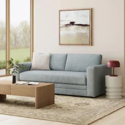 Riley 84" Storage Sofa - Silver Light Blue