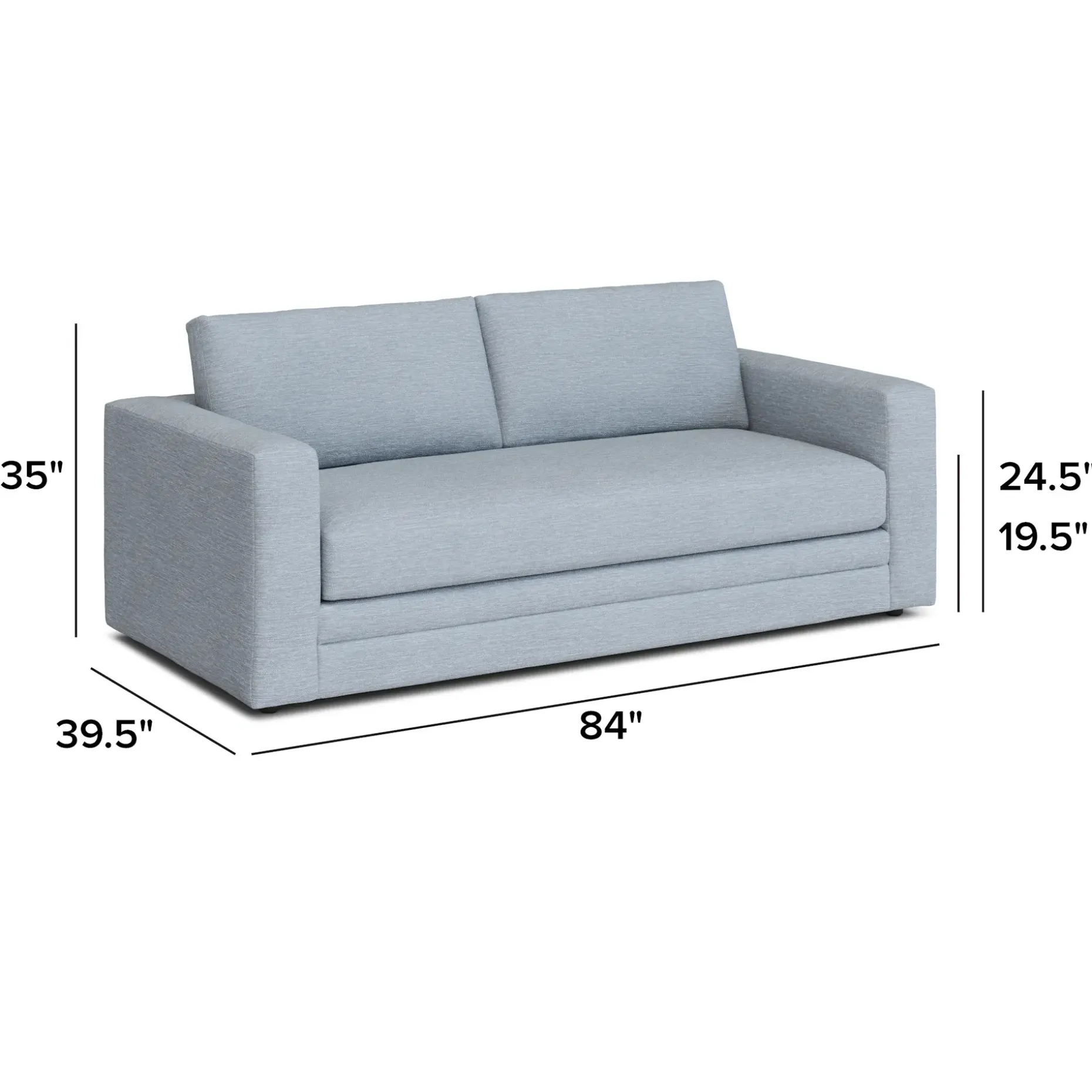 Riley 84" Storage Sofa - Silver Light Blue