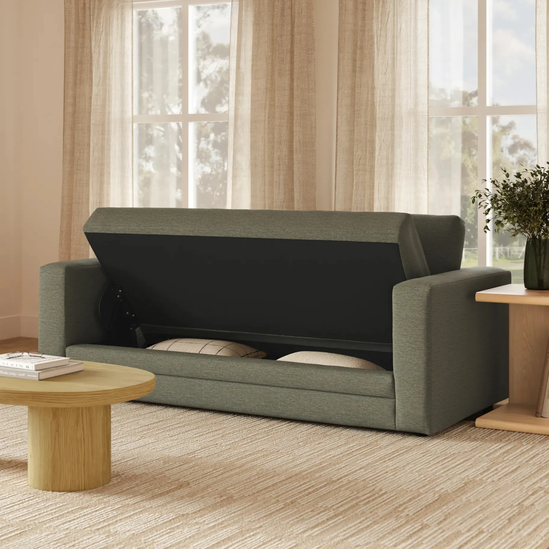 Riley 84" Storage Sofa - Silver Moss