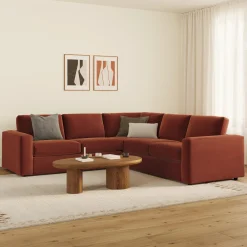 Riley 104" Velvet Corner Sectional - Hale Rust