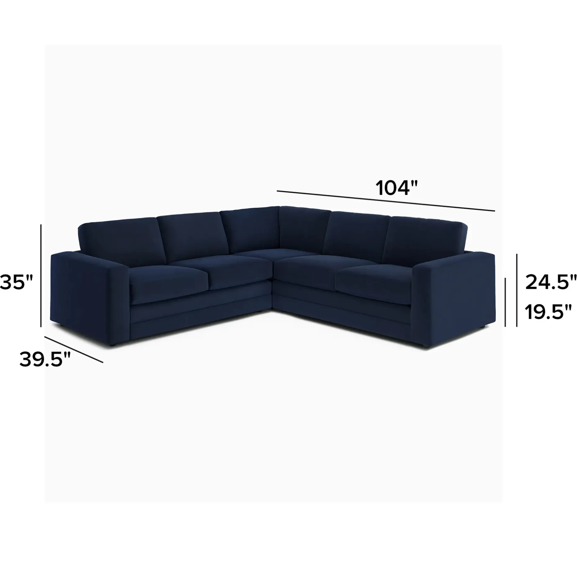 Riley 104" Velvet Corner Sectional - Hale Ink