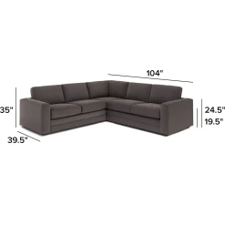 Riley 104" Velvet Corner Sectional - Hale Warm Gray