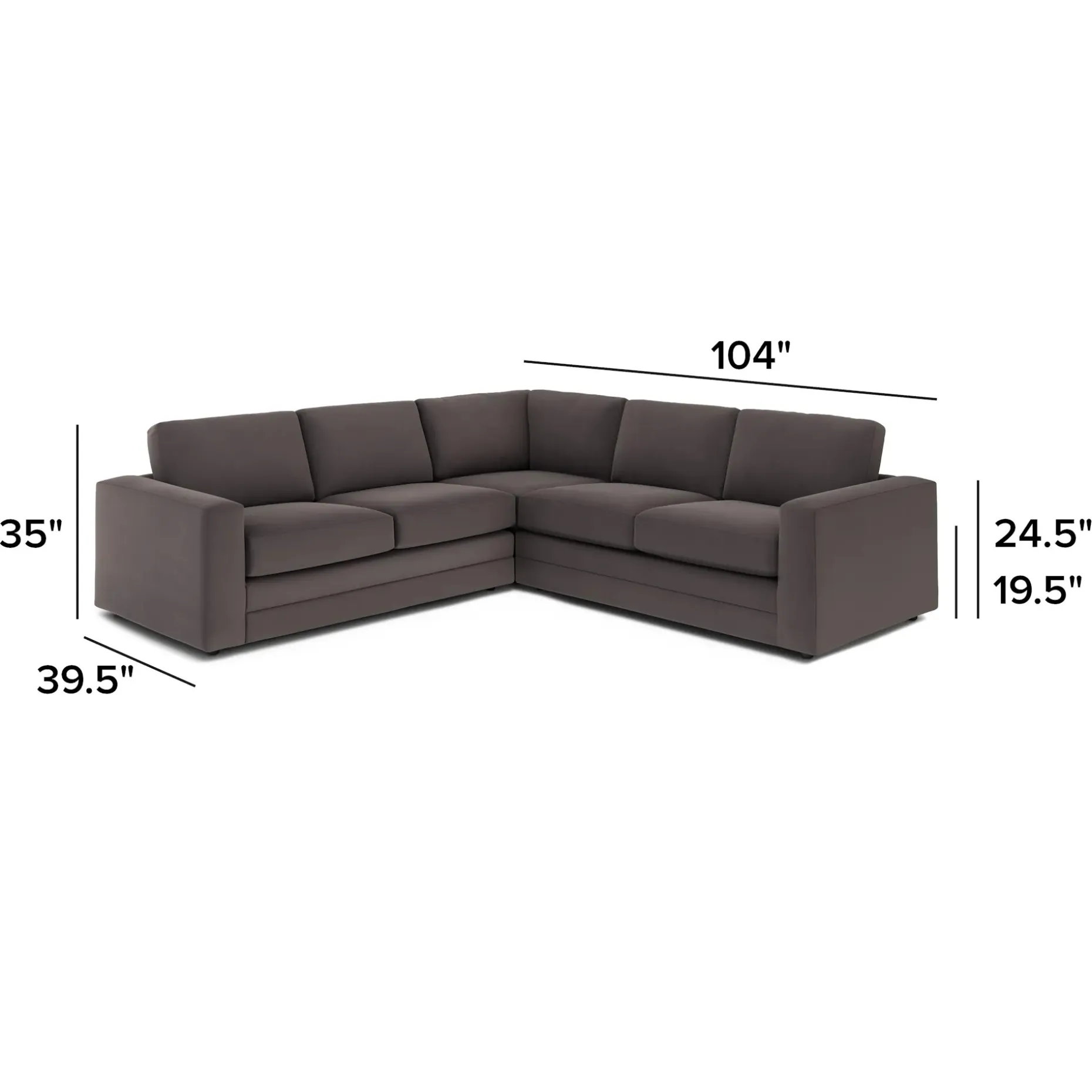 Riley 104" Velvet Corner Sectional - Hale Warm Gray