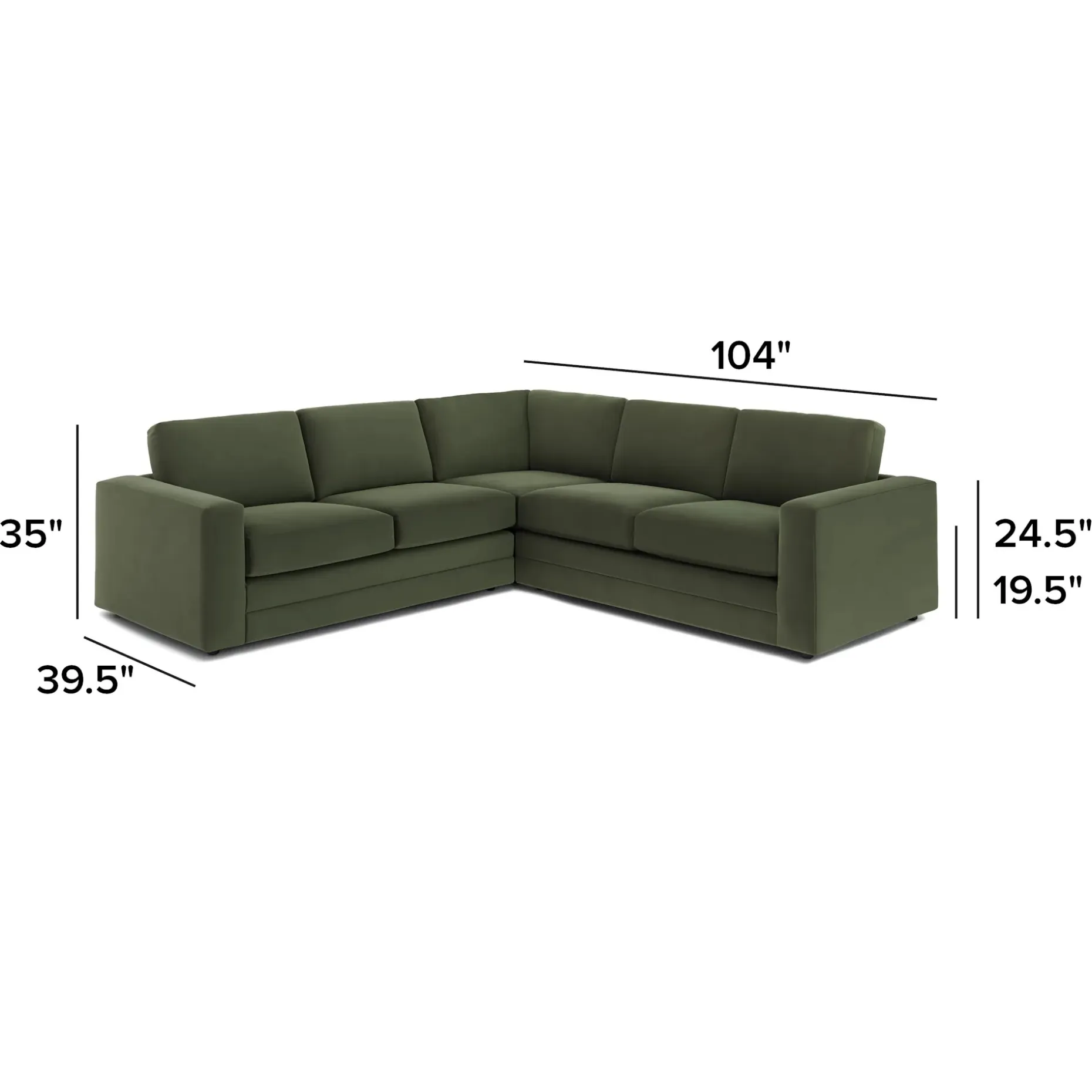 Riley 104" Velvet Corner Sectional - Hale Fir Green