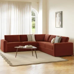 Riley 114" Velvet Corner Sectional - Hale Rust