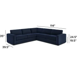 Riley 114" Velvet Corner Sectional - Hale Ink