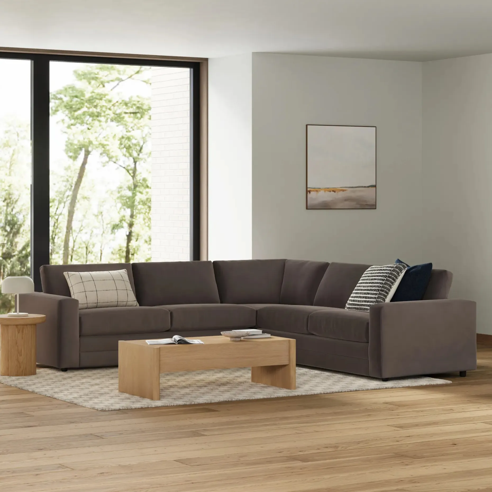 Riley 114" Velvet Corner Sectional - Hale Warm Gray