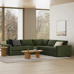 Riley 114" Velvet Corner Sectional - Hale Fir Green