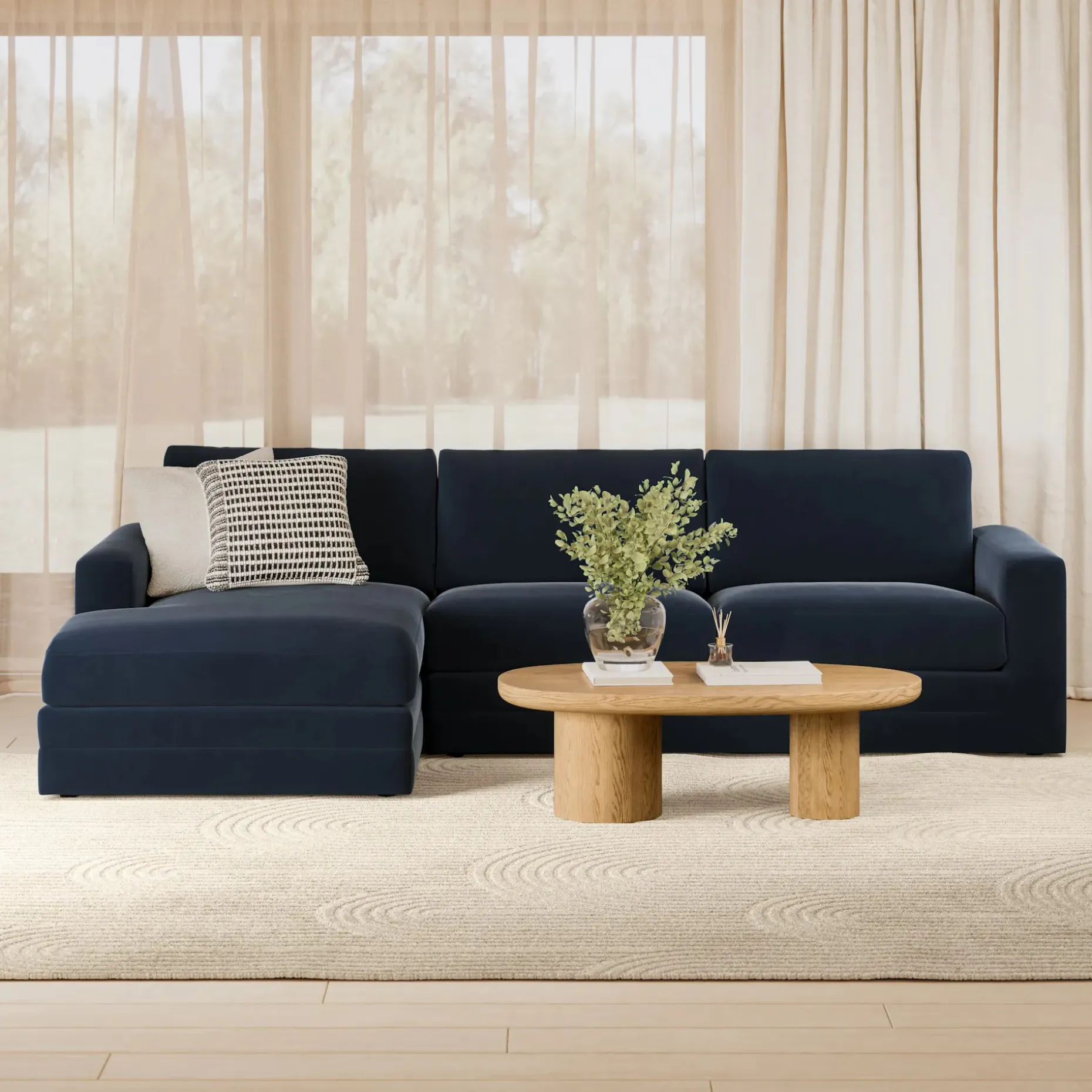 Riley 118.5" Velvet Left Sectional - Hale Ink