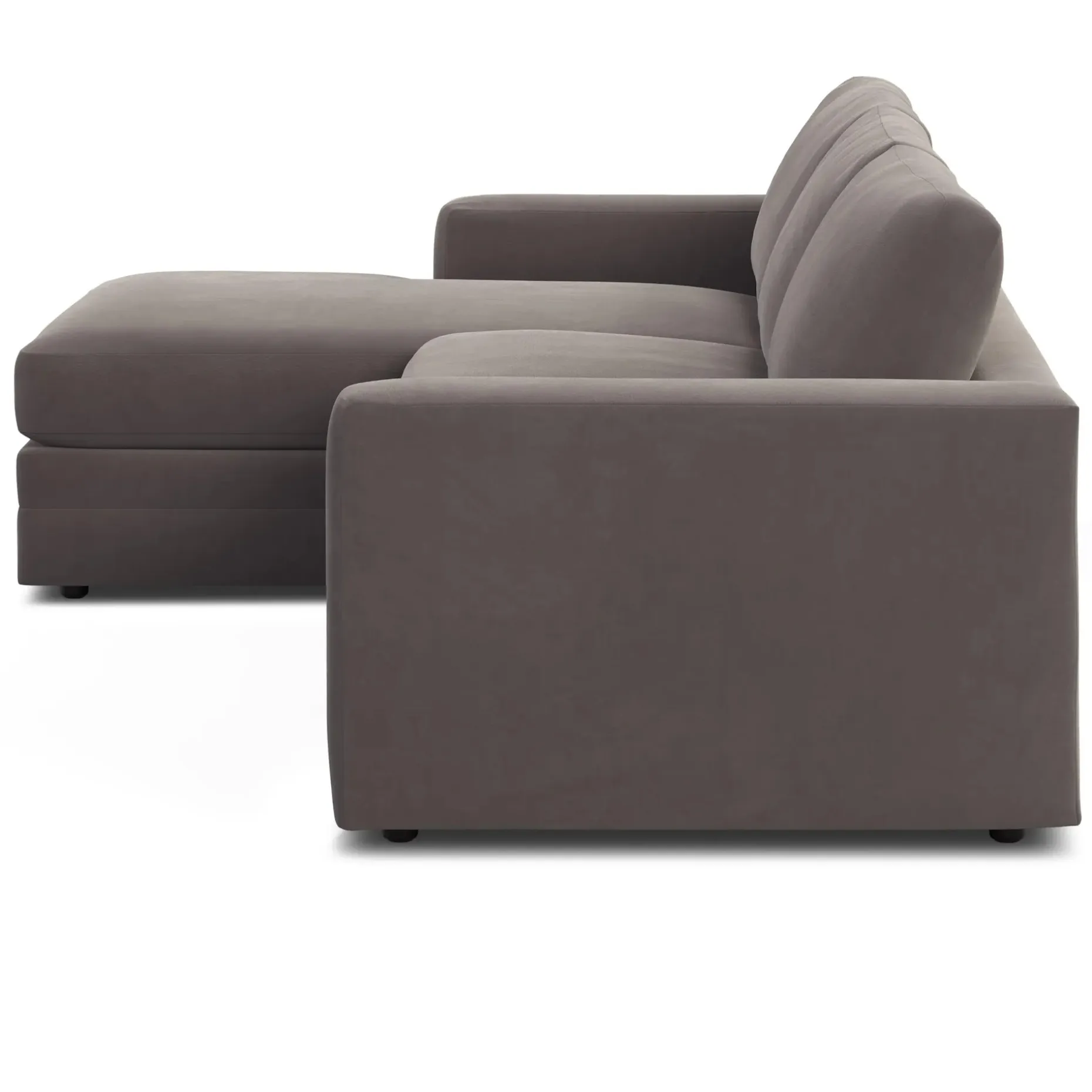 Riley 118.5" Velvet Left Sectional - Hale Warm Gray
