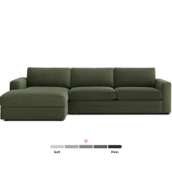 Riley 118" Velvet Left Storage Sleeper Sectional - Hale Fir Green