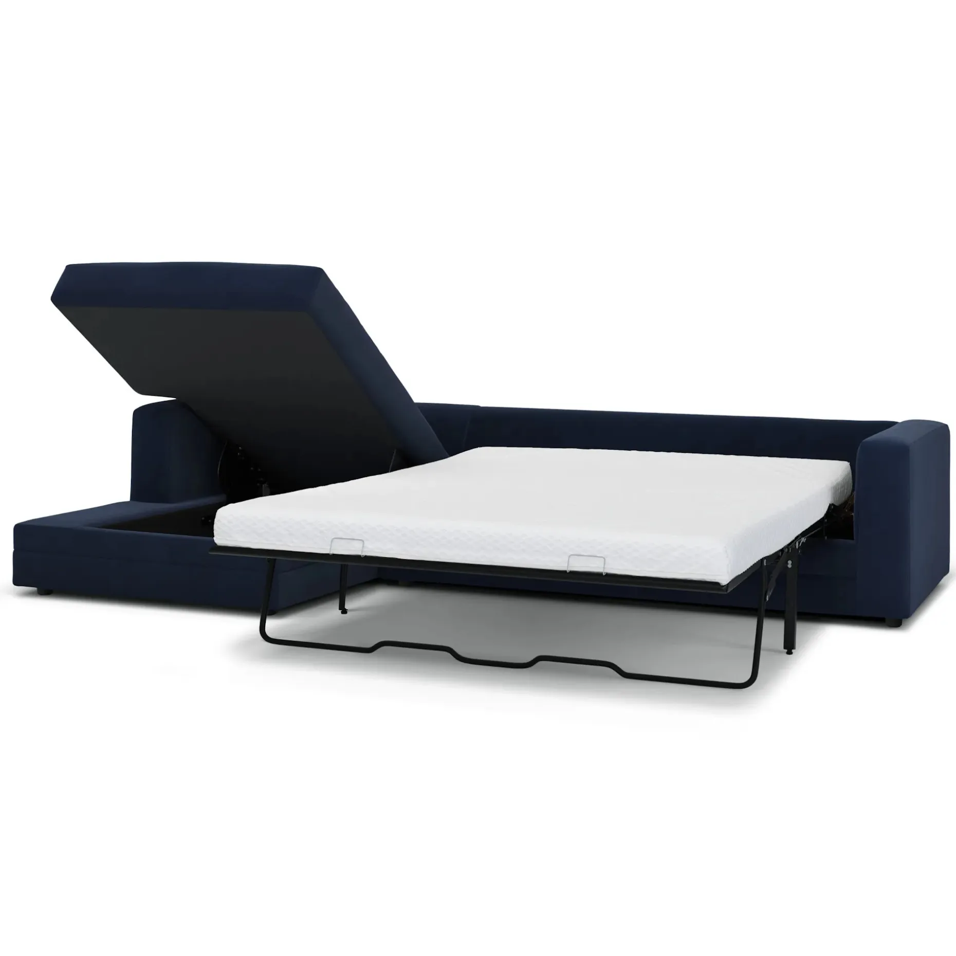 Riley 118" Velvet Left Storage Sleeper Sectional - Hale Ink