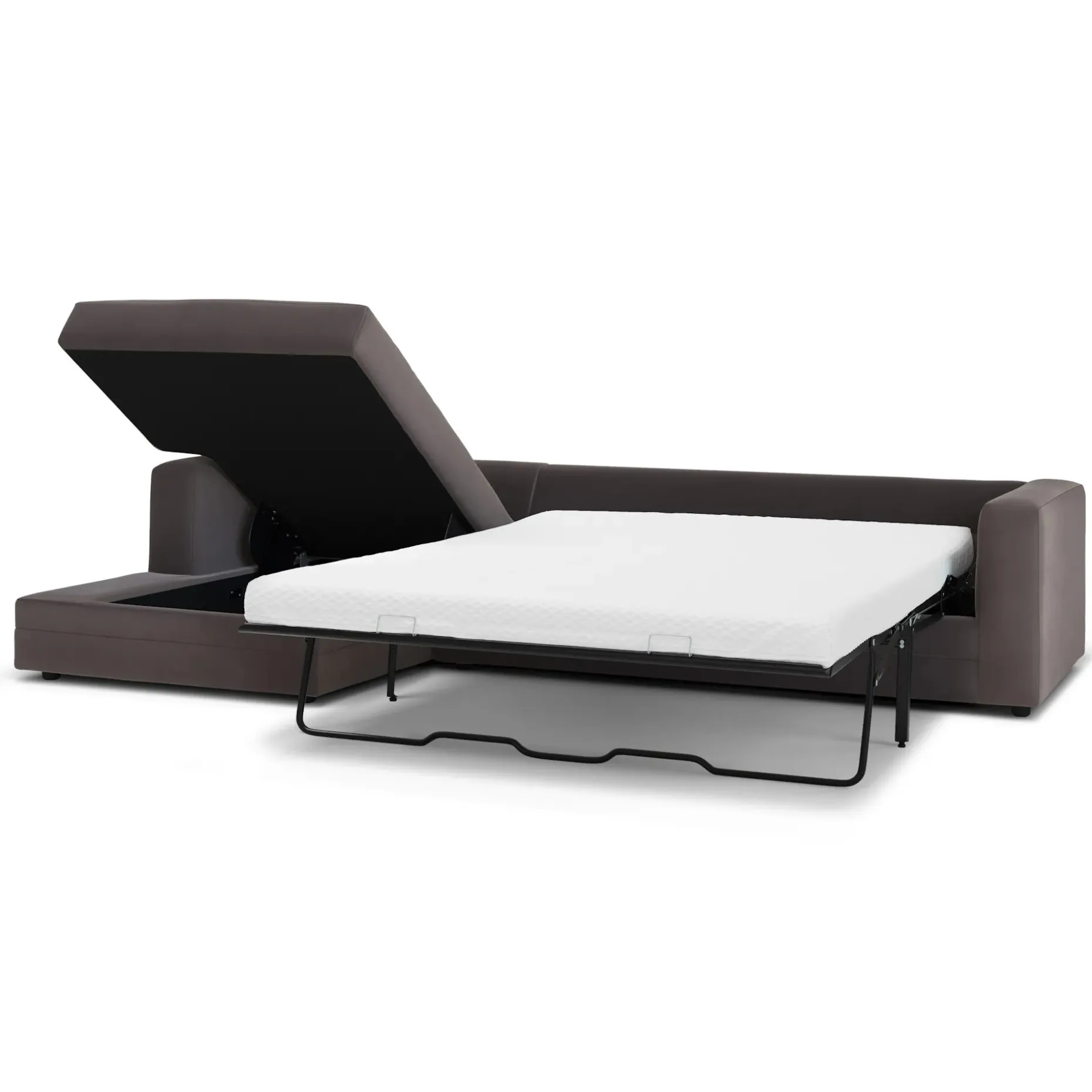 Riley 118" Velvet Left Storage Sleeper Sectional - Hale Warm Gray