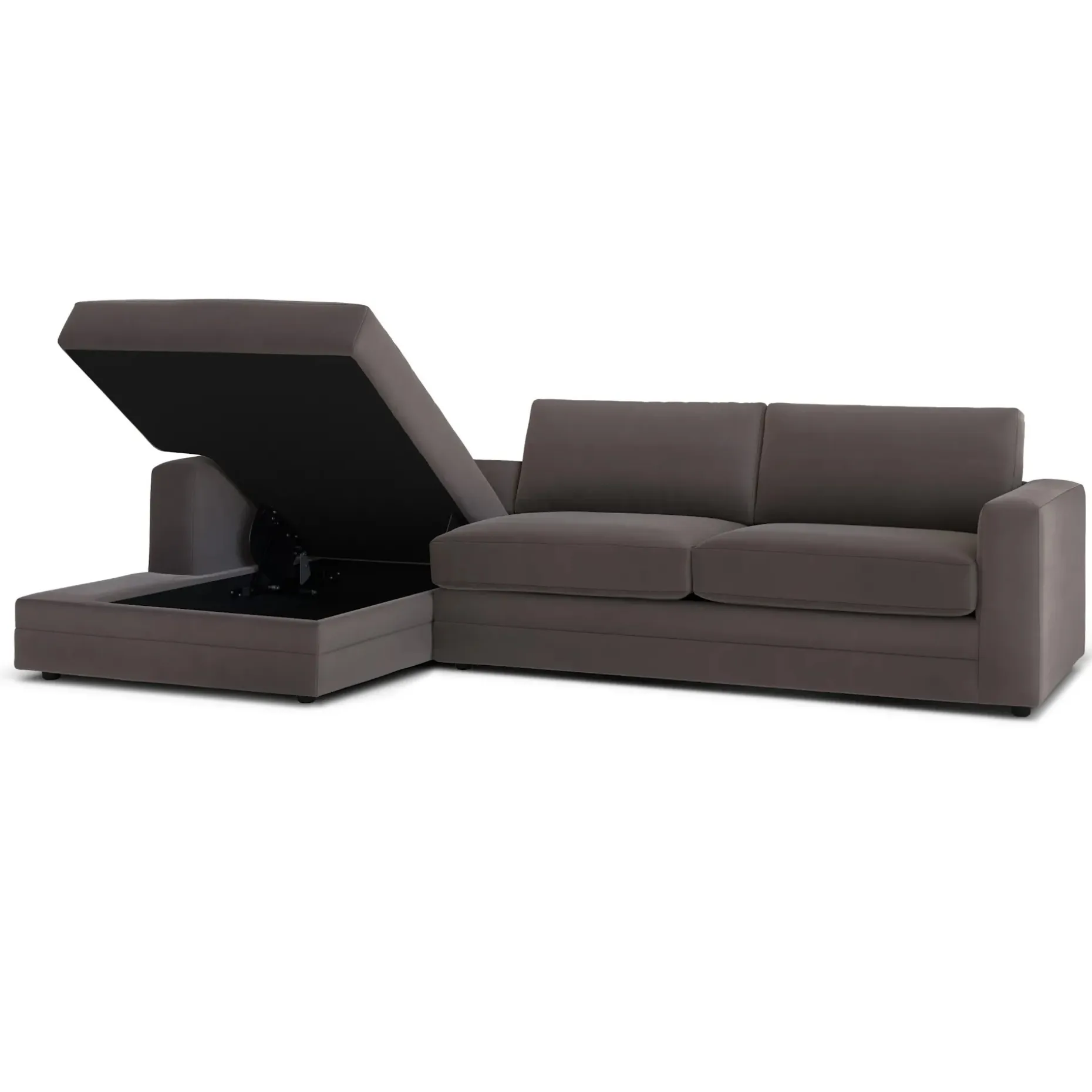 Riley 118" Velvet Left Storage Sleeper Sectional - Hale Warm Gray