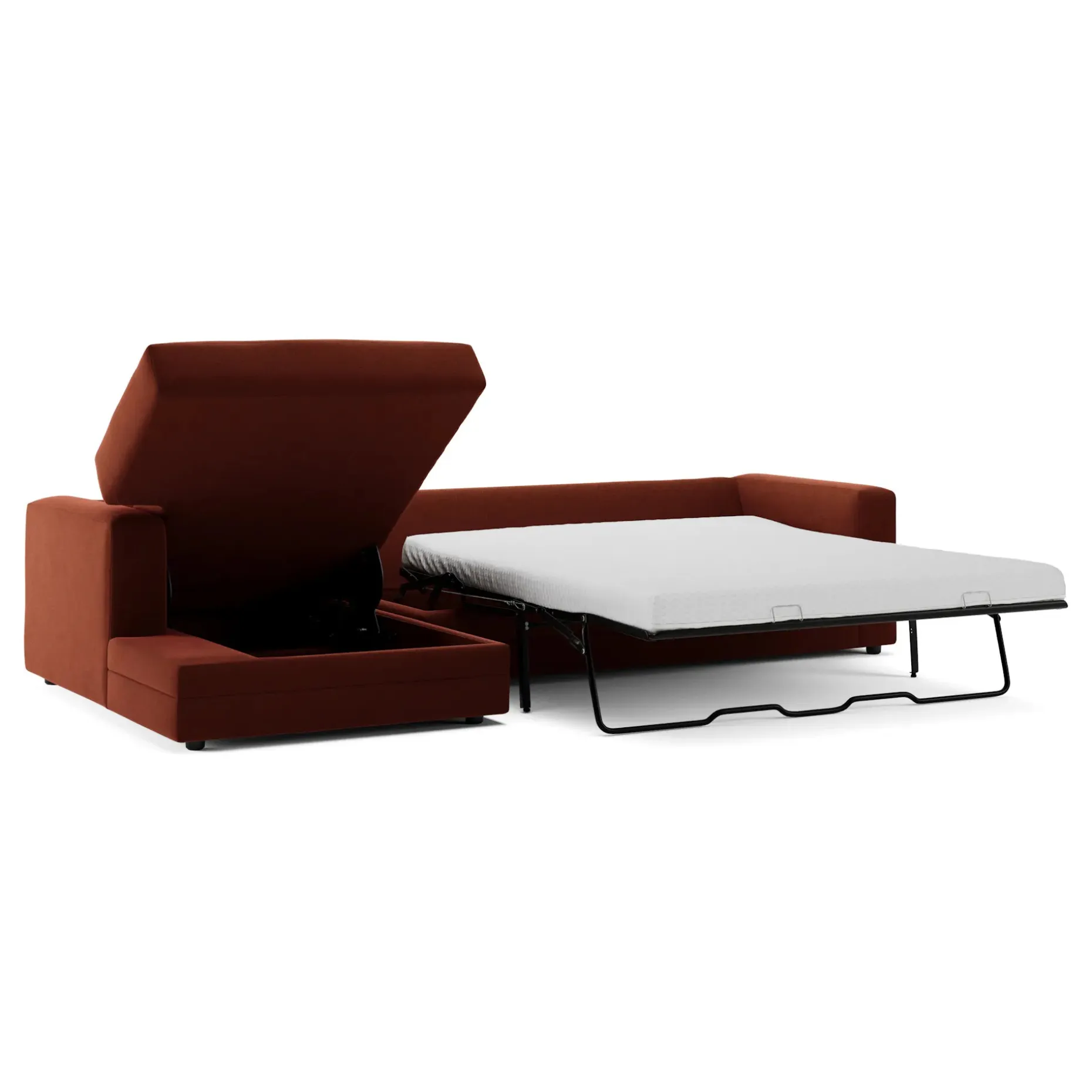 Riley 118" Velvet Left Storage Sleeper Sectional - Hale Rust