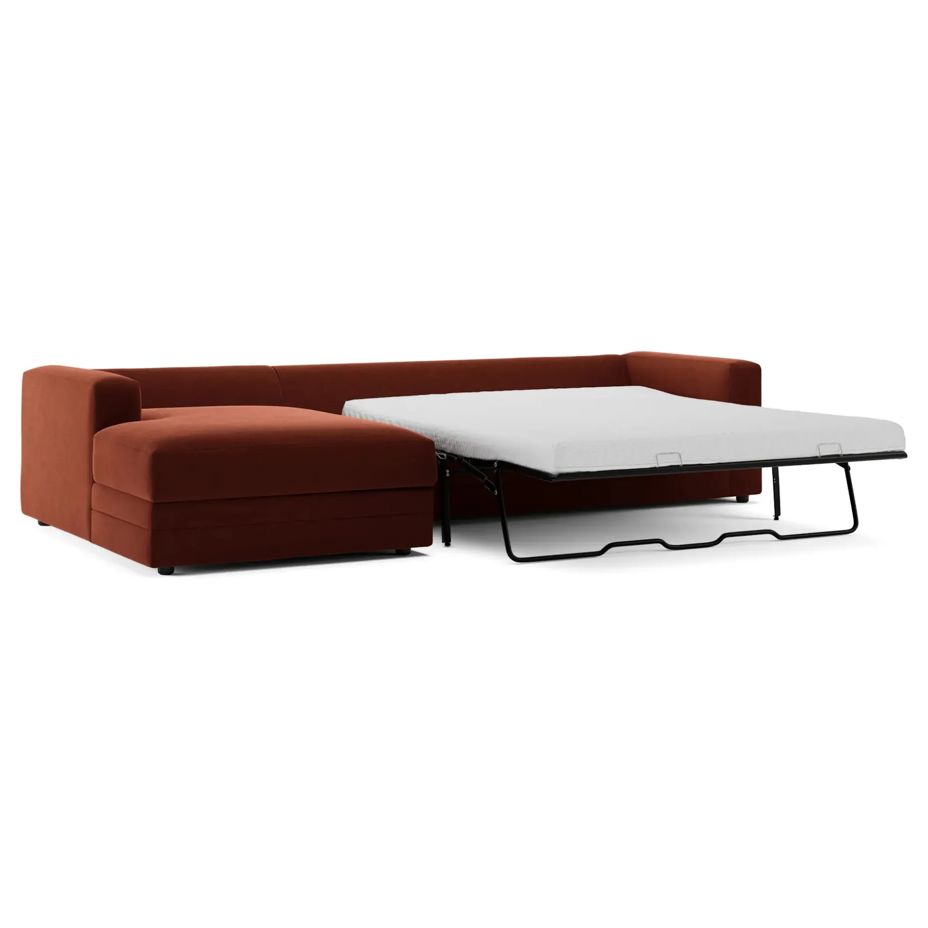 Riley 118" Velvet Left Storage Sleeper Sectional - Hale Rust