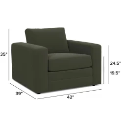 Riley 42" Velvet Lounge Chair - Hale Fir Green