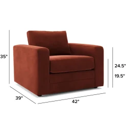 Riley 42" Velvet Lounge Chair - Hale Rust