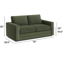 Riley 74" Velvet Loveseat - Hale Fir Green
