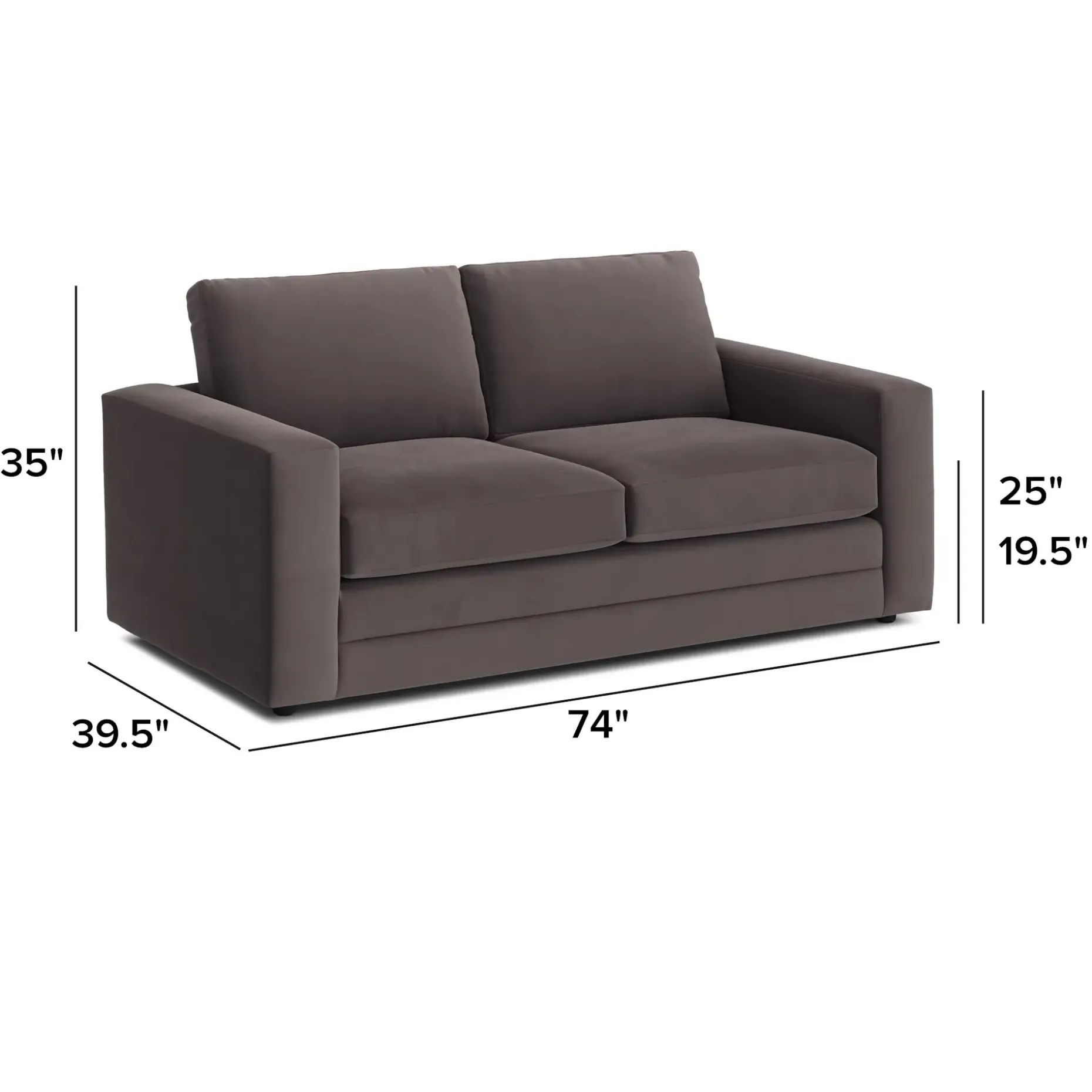 Riley 74" Velvet Loveseat - Hale Warm Gray