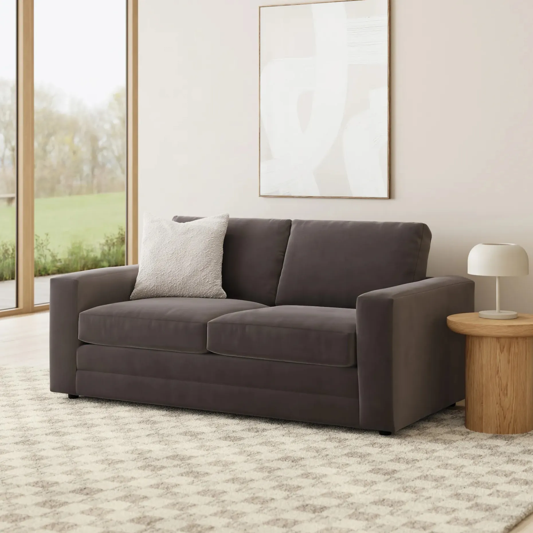 Riley 74" Velvet Loveseat - Hale Warm Gray