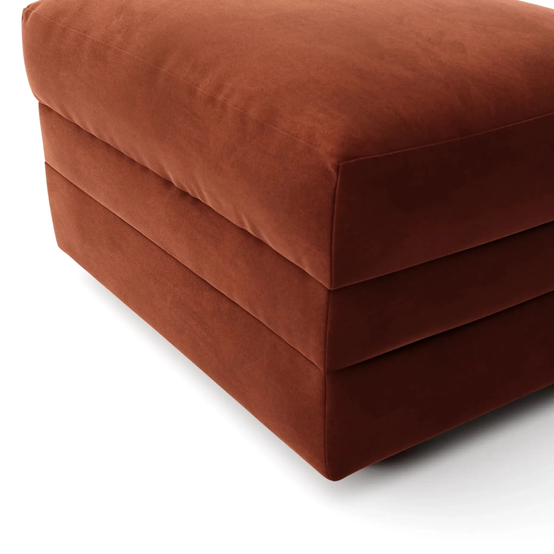 Riley 28" Velvet Ottoman - Hale Rust
