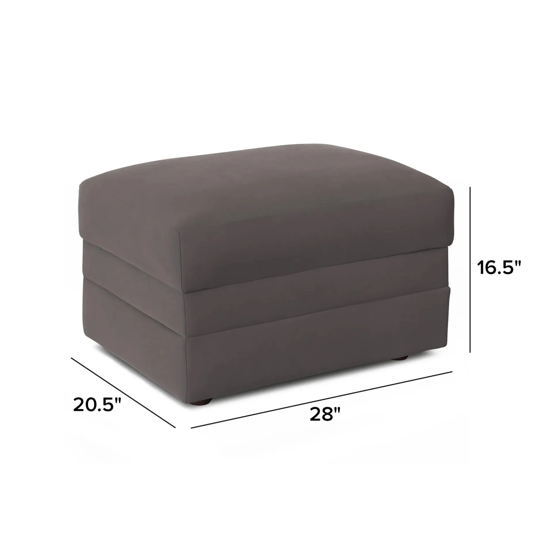 Riley 28" Velvet Ottoman - Hale Warm Gray