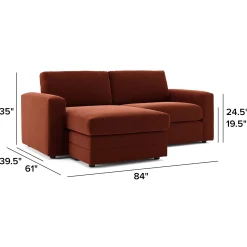 Riley 84" Velvet Reversible Storage Sectional - Hale Rust