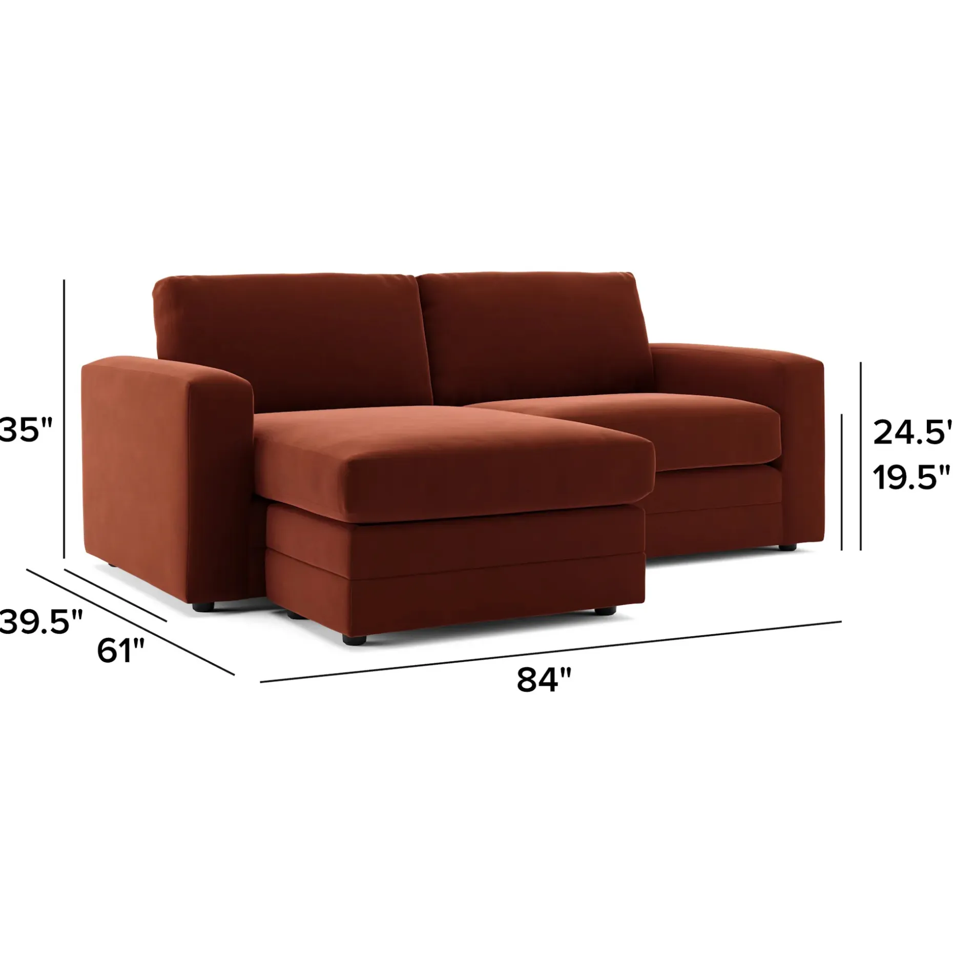 Riley 84" Velvet Reversible Storage Sectional - Hale Rust