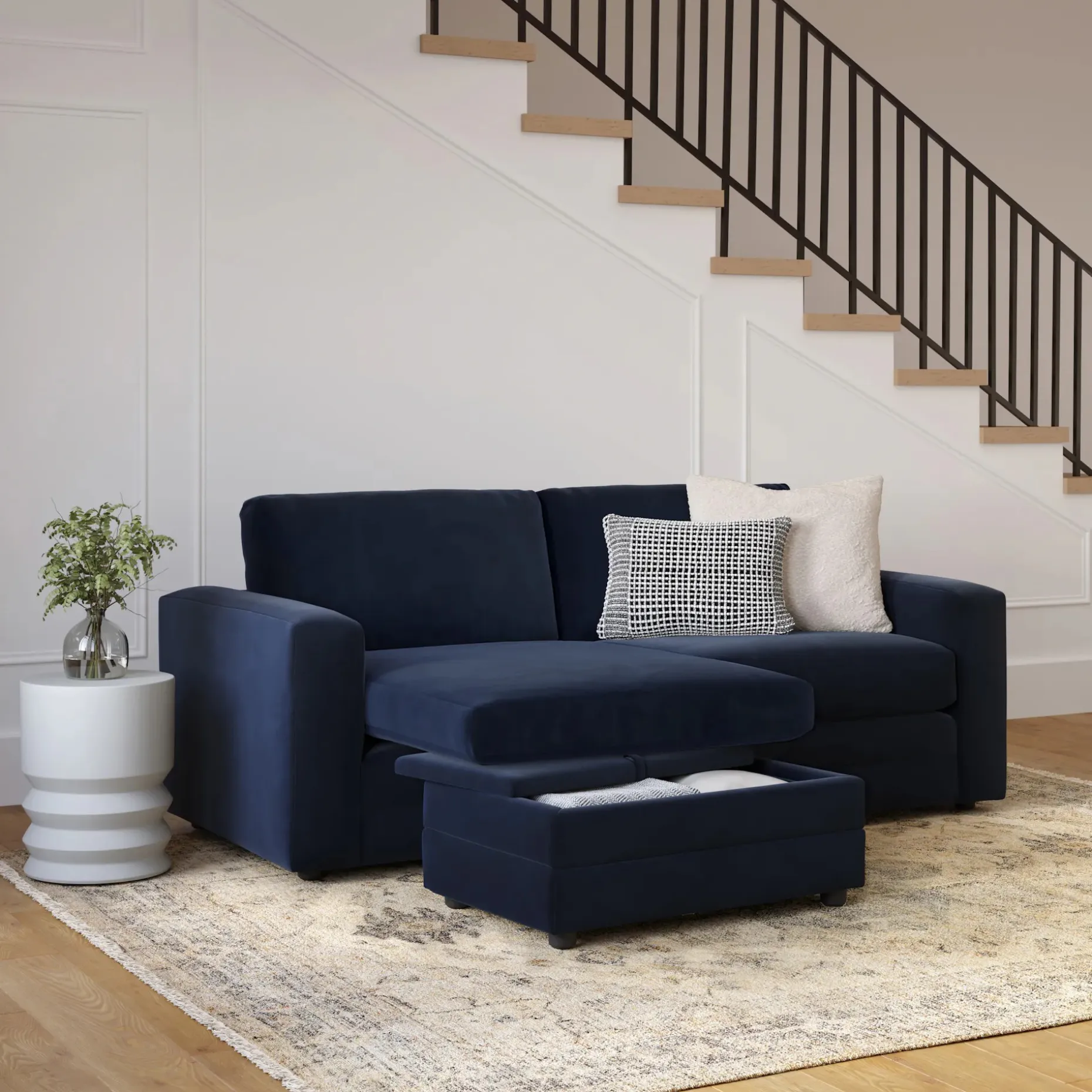 Riley 84" Velvet Reversible Storage Sectional - Hale Ink