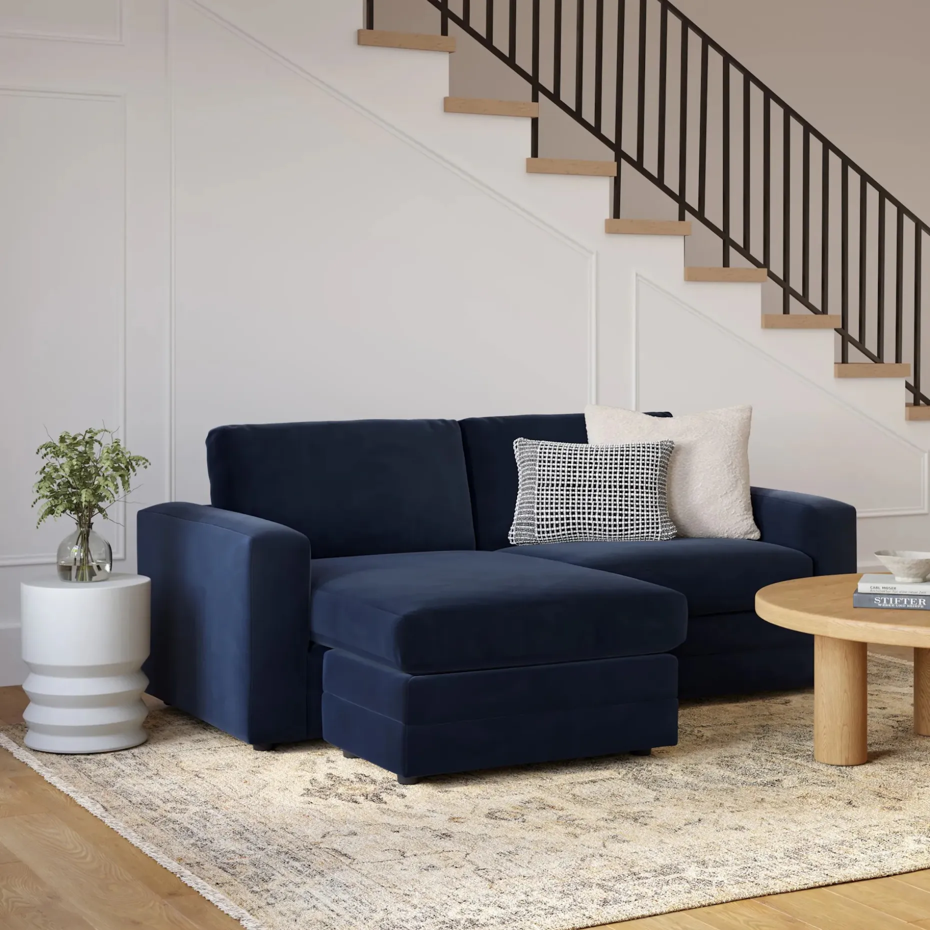 Riley 84" Velvet Reversible Storage Sectional - Hale Ink