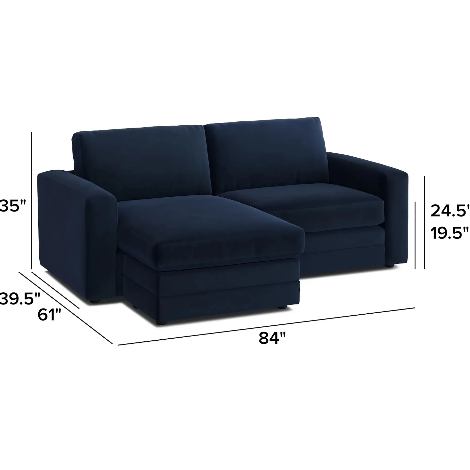 Riley 84" Velvet Reversible Storage Sectional - Hale Ink