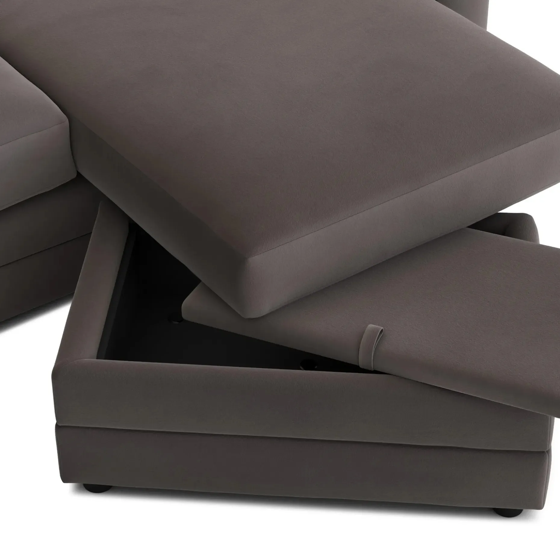 Riley 84" Velvet Reversible Storage Sectional - Hale Warm Gray