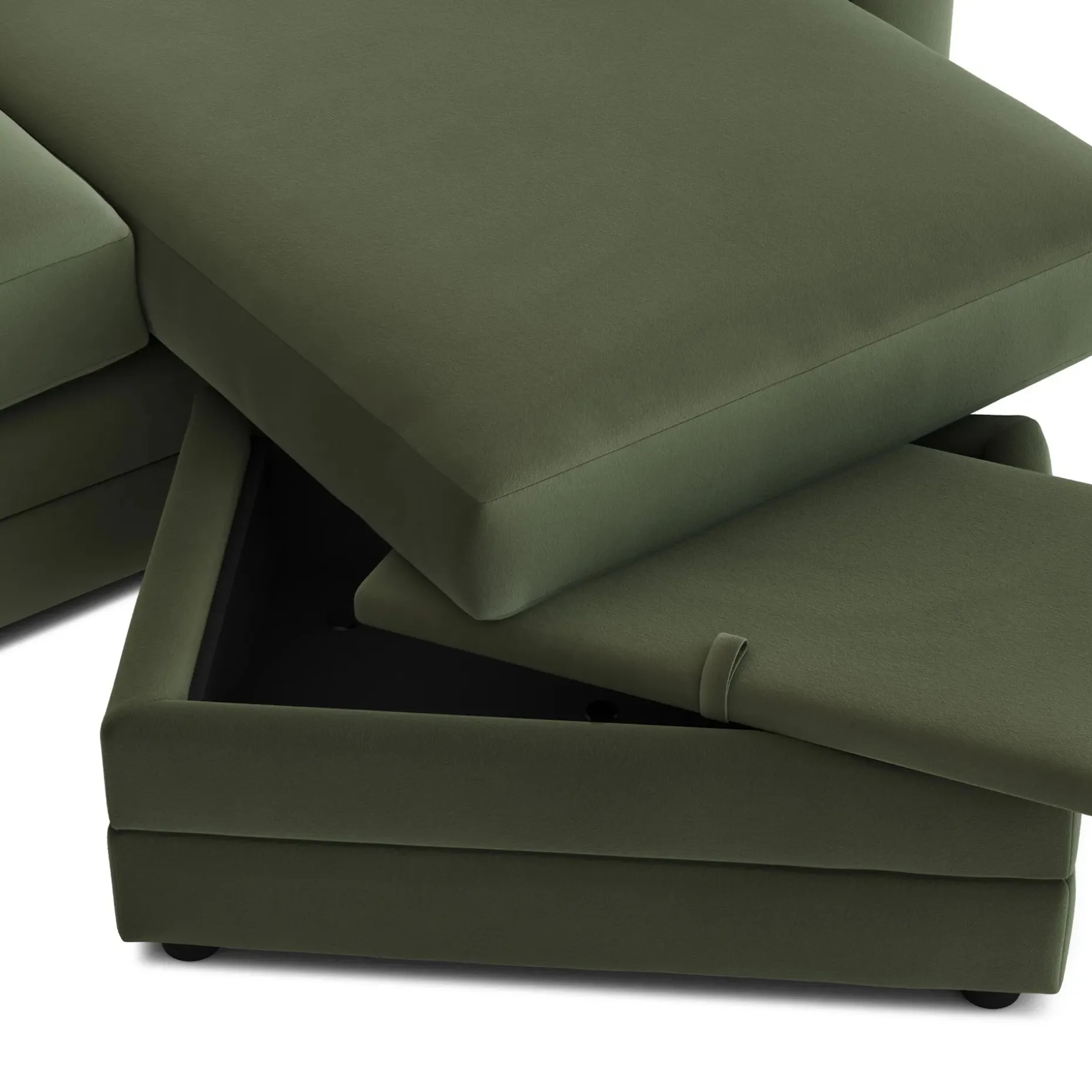 Riley 84" Velvet Reversible Storage Sectional - Hale Fir Green