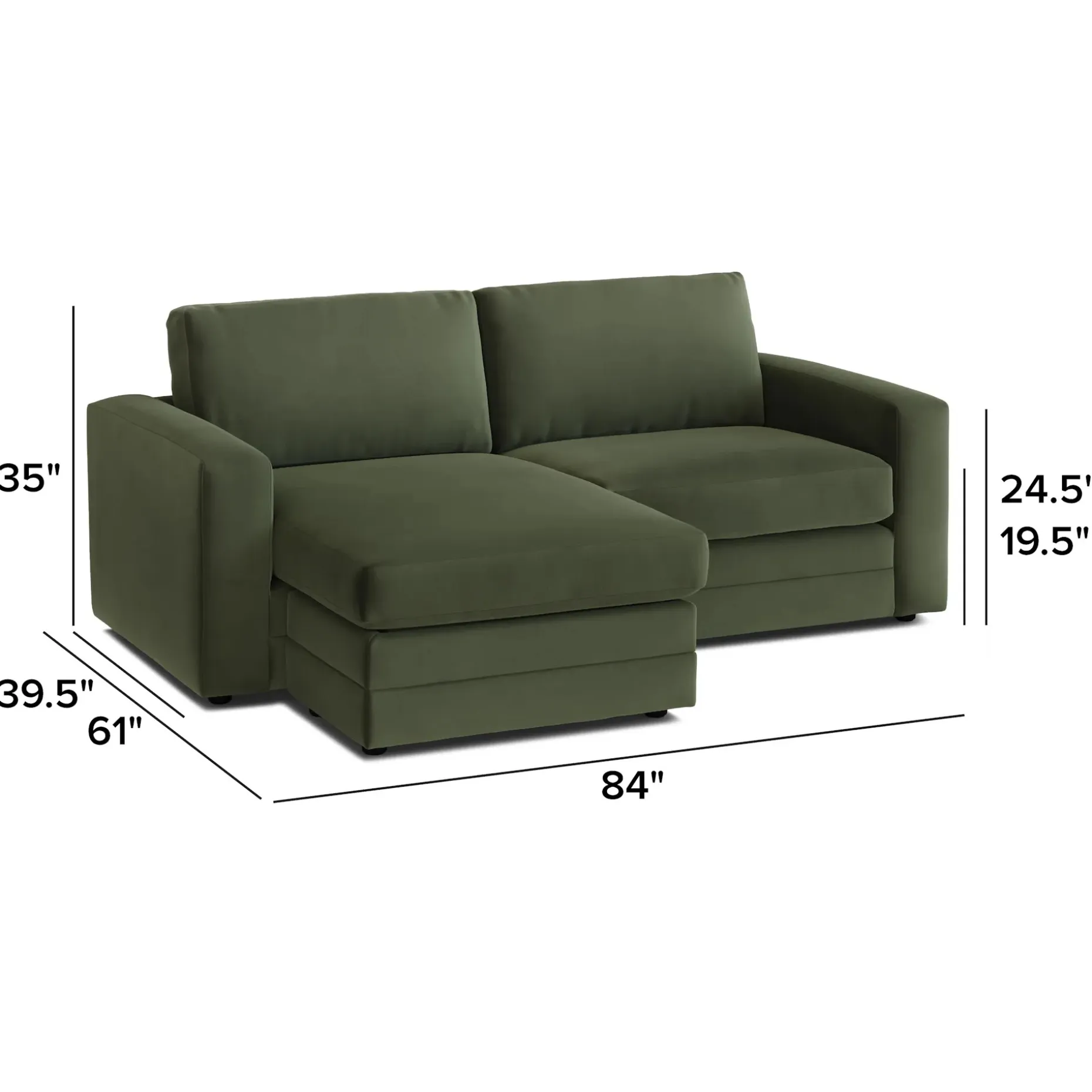 Riley 84" Velvet Reversible Storage Sectional - Hale Fir Green