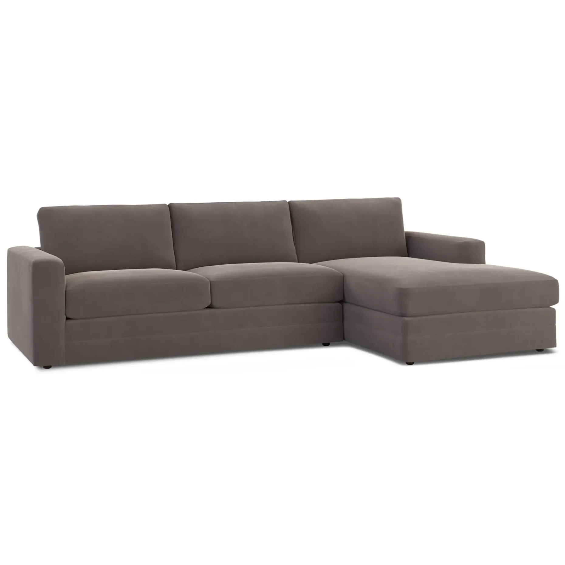 Riley 118.5" Velvet Right Sectional - Hale Warm Gray