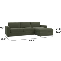 Riley 118.5" Velvet Right Sectional - Hale Fir Green