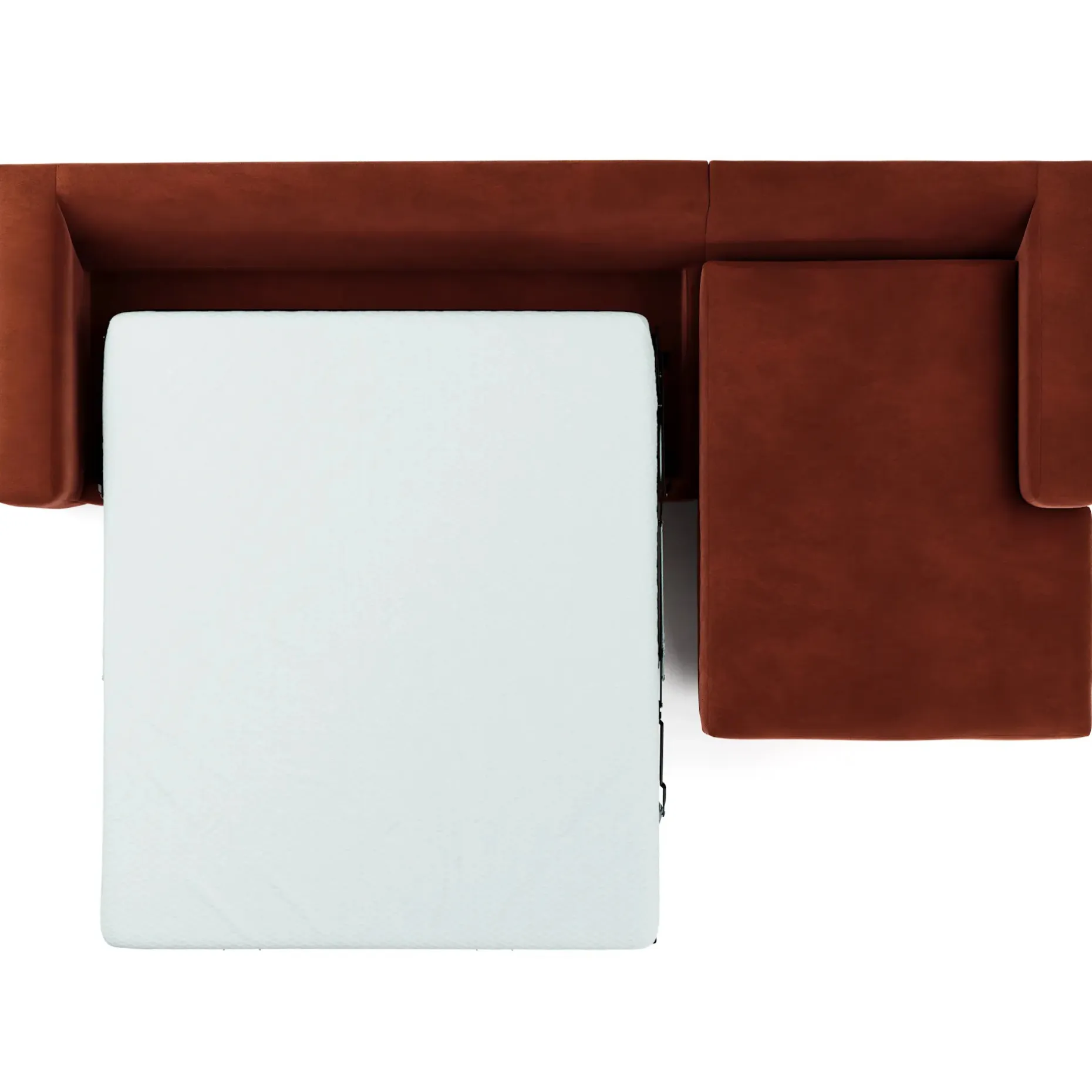 Riley 118" Velvet Right Storage Sleeper Sectional - Hale Rust