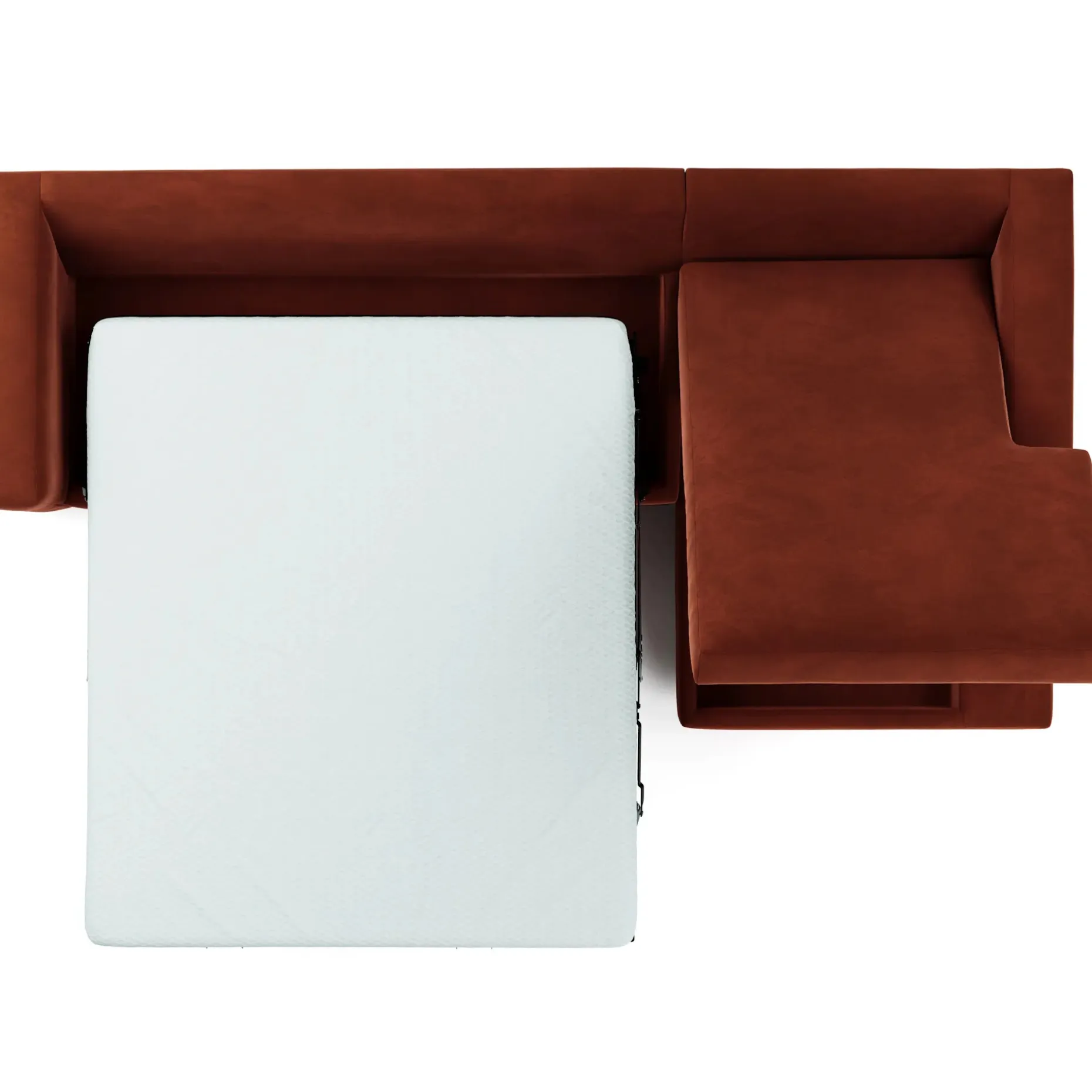 Riley 118" Velvet Right Storage Sleeper Sectional - Hale Rust