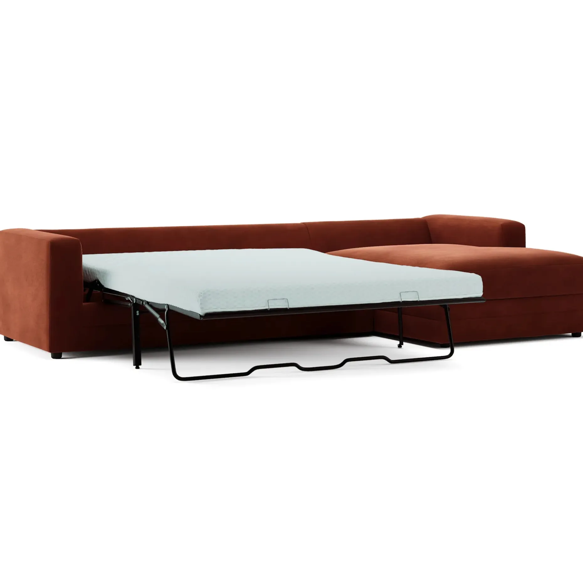 Riley 118" Velvet Right Storage Sleeper Sectional - Hale Rust