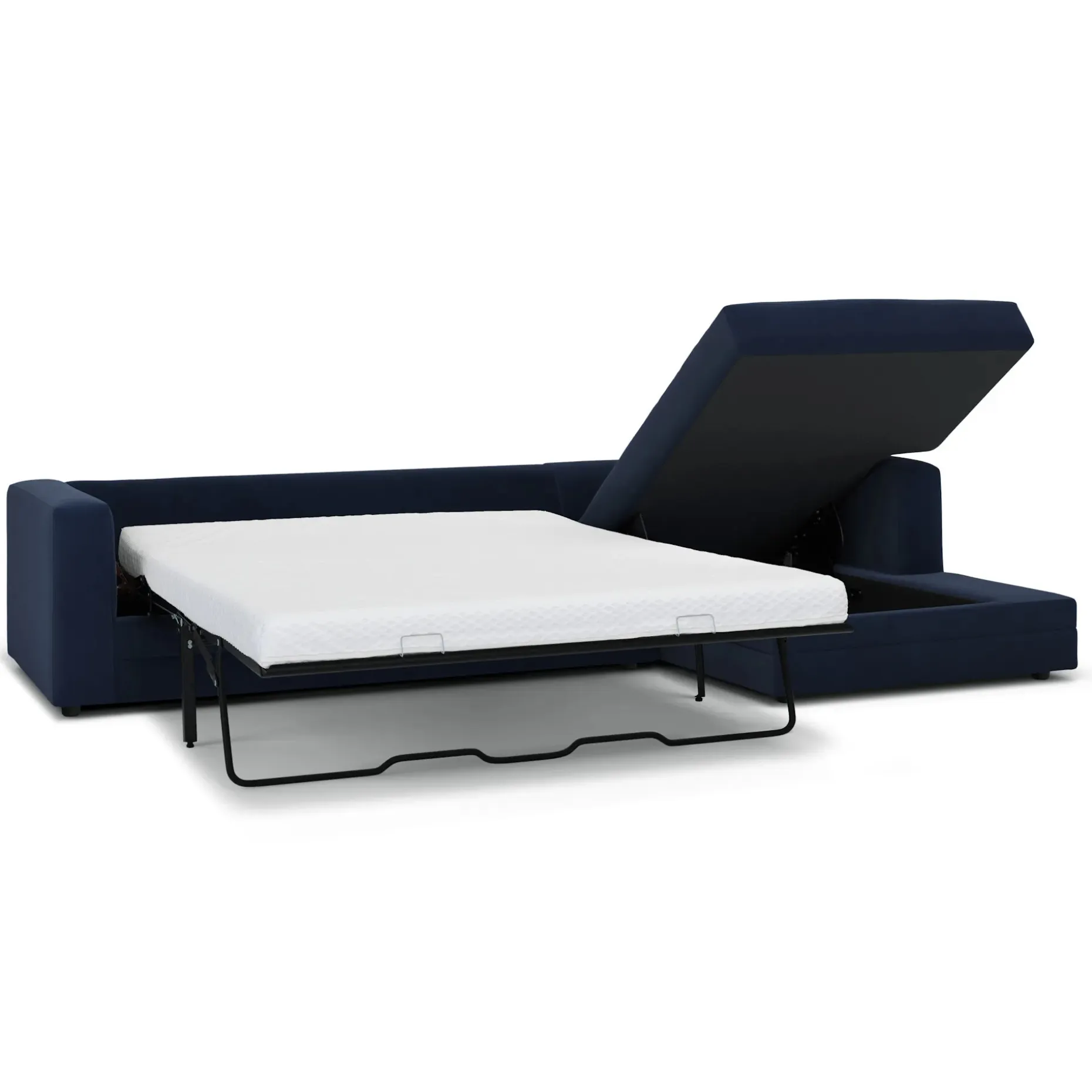 Riley 118" Velvet Right Storage Sleeper Sectional - Hale Ink