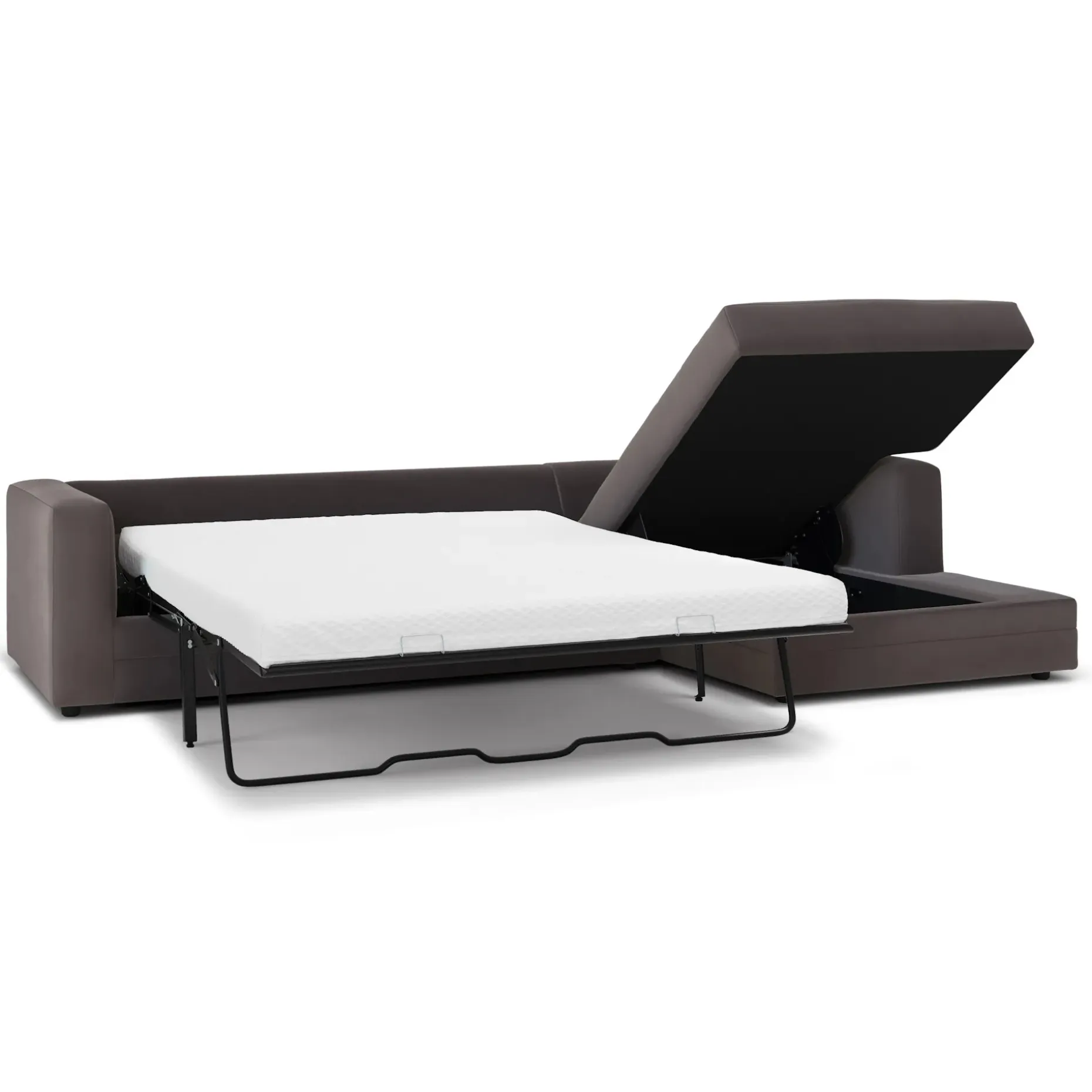 Riley 118" Velvet Right Storage Sleeper Sectional - Hale Warm Gray
